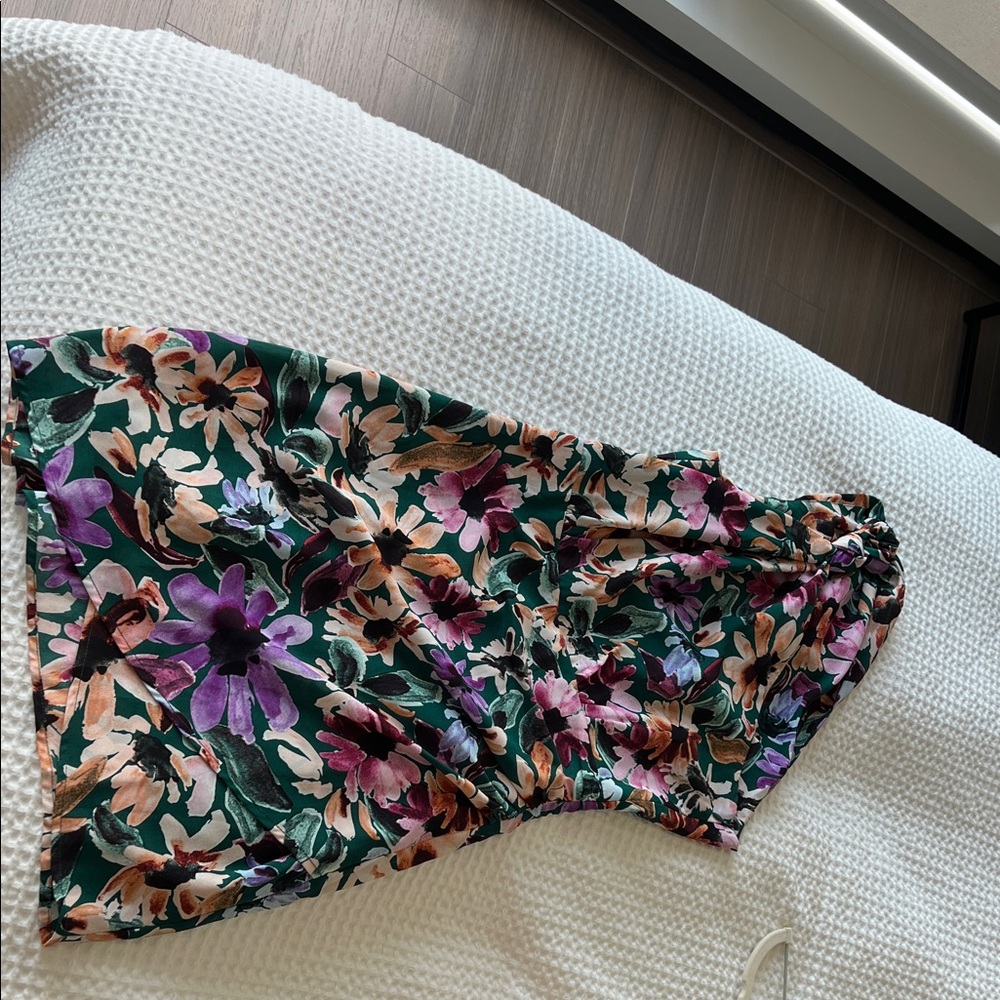 Floral Print Dress with Green and Purple Accents